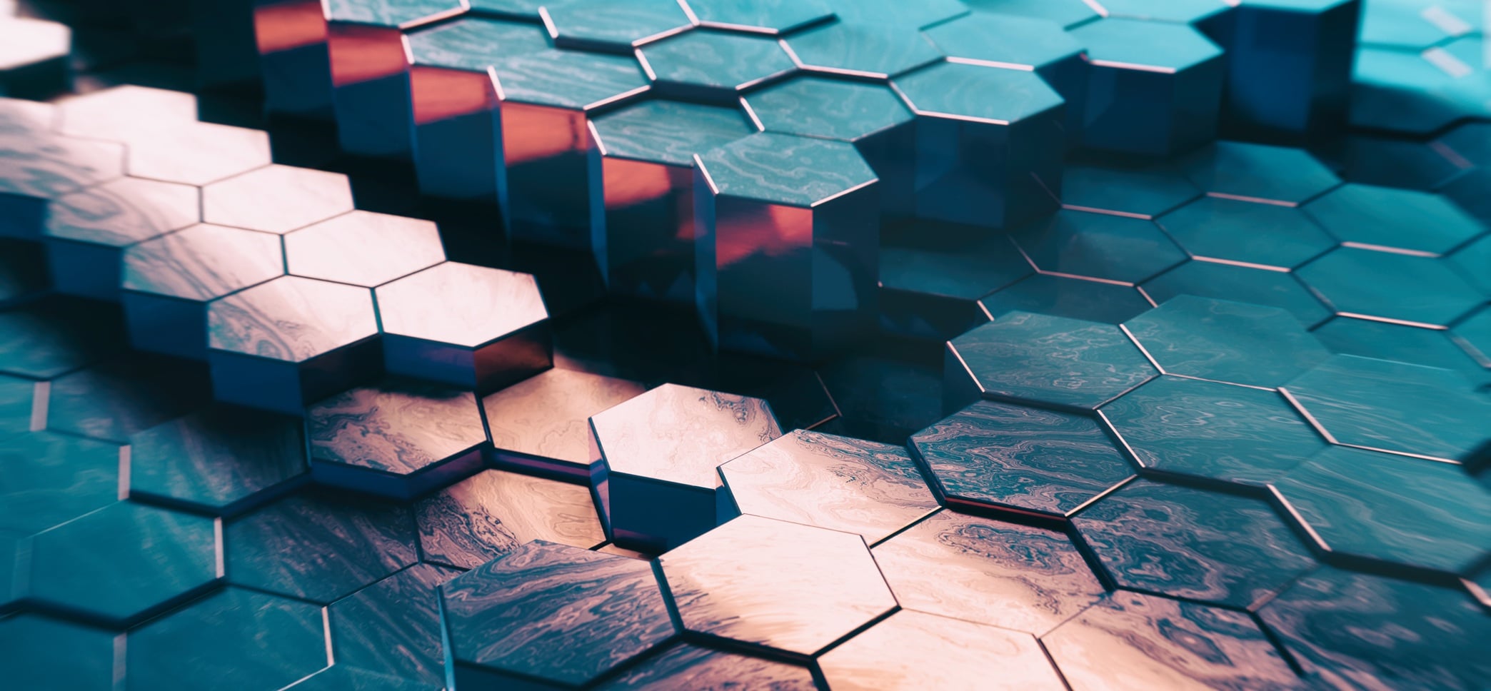 Abstract Technical 3D hexagonal background pattern- 3d rendered image with shallow DOF